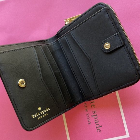 Kate Spade Staci Small Zip Around Bifold Wallet Black - Picture 15 of 15
